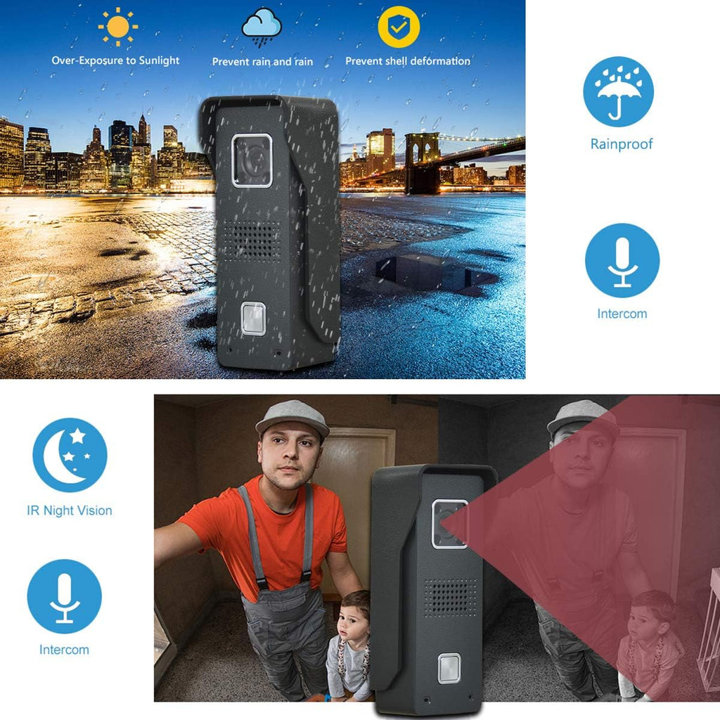 7 Inches Wired Video Door Phone System with IR Night Vision Camera V856