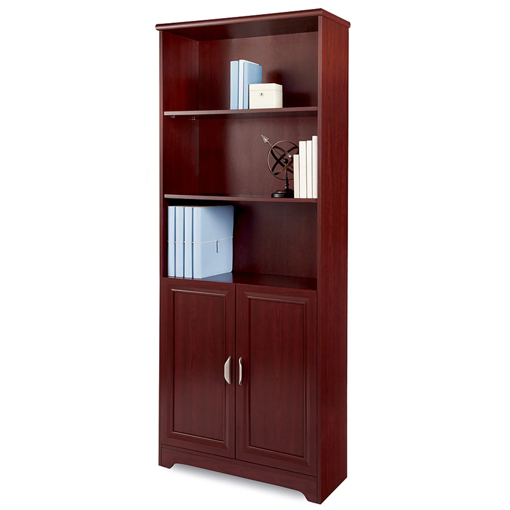 72"H 5-Shelf Bookcase With Doors, Classic Cherry G994008