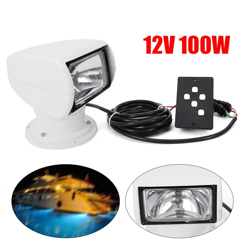 12V 100W Marine Spotlight Remote Control Searchlight 360° Rotate Waterproof G82894