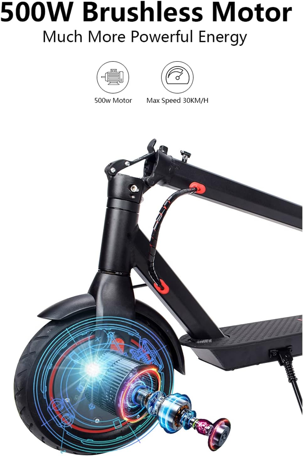Electric Scooter with 500W Motor, 34-40 Miles Range, 15.5MPH, 10" Air Filled Tire Z416342