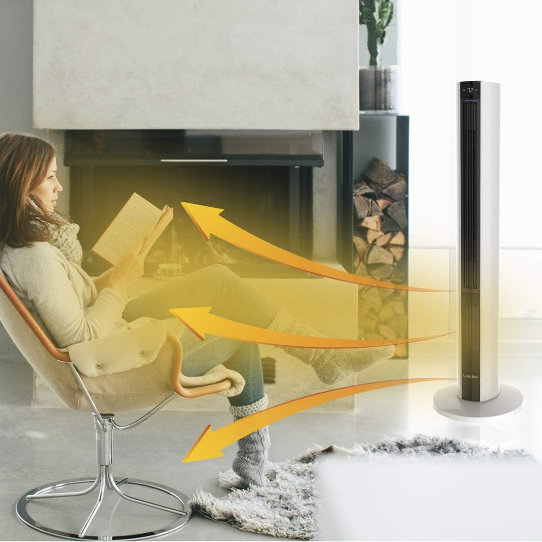 Black White 42 Inch Fan & Space Heater Combo Tower A2478