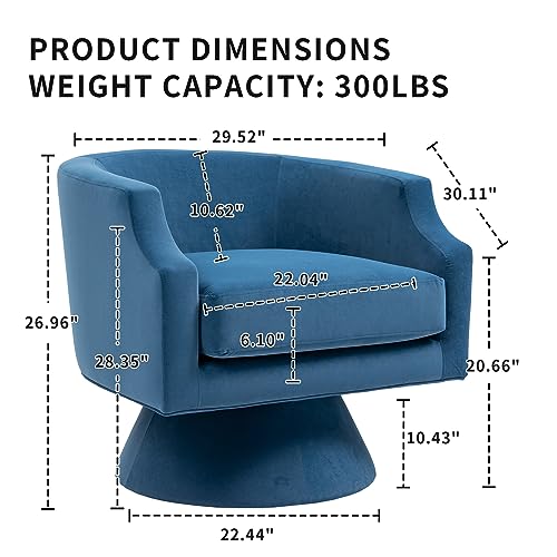 Blue Velvet Swivel Barrel Chair H35781