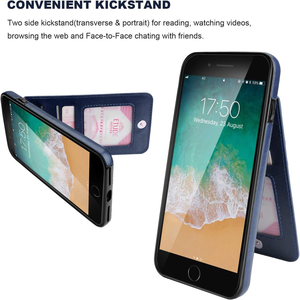 Blue Leather Wallet Case for iPhone 7 Plus 8 Plus with Card Holder Z165