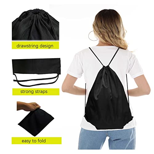 Black Nylon Drawstring Backpack 100 Pack G250863