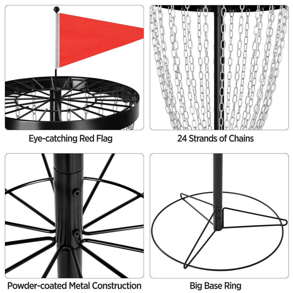 Black Disc Golf Goal with Carrying Bag and 3 Discs T460