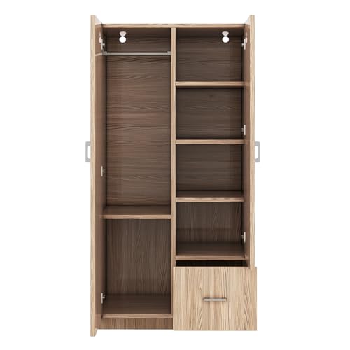 3 Door Wardrobe with Mirror and Hanging Rod X169776