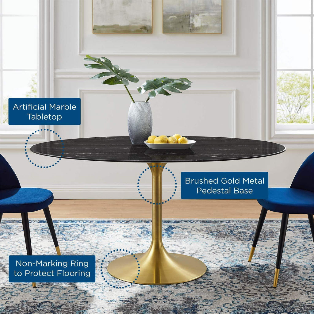 60" Oval Artificial Marble Dining Table T73491