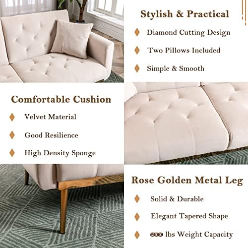 White Teddy Upholstered Futon Sofa Bed with 3 Adjustable Positions X279