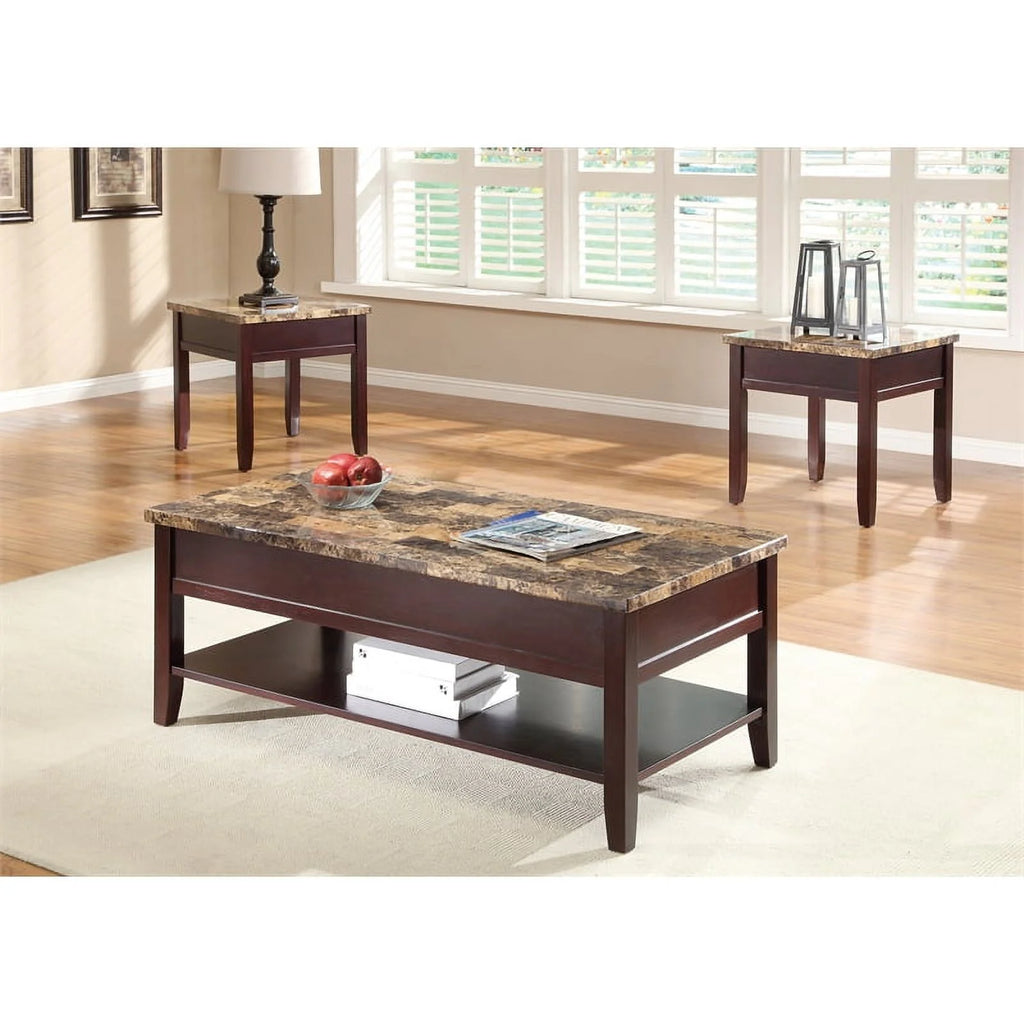Dark Cherry Faux Marble Top End Table I8852