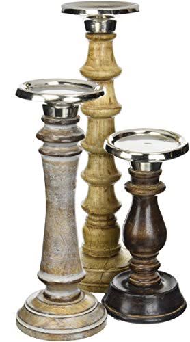 Brown Mango Wood Candle Holder Set of 3 Y254