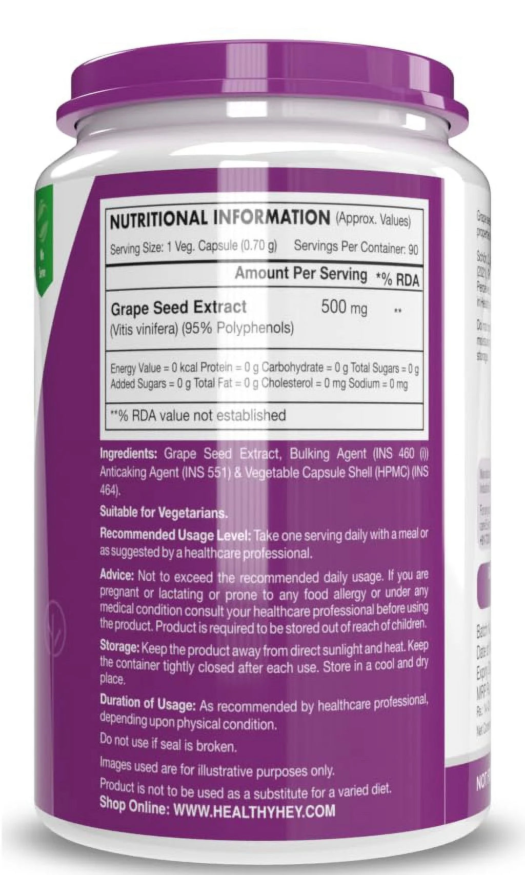 Grape Seed Extract 95% Polyphenols 90 Veggie Caps D745706