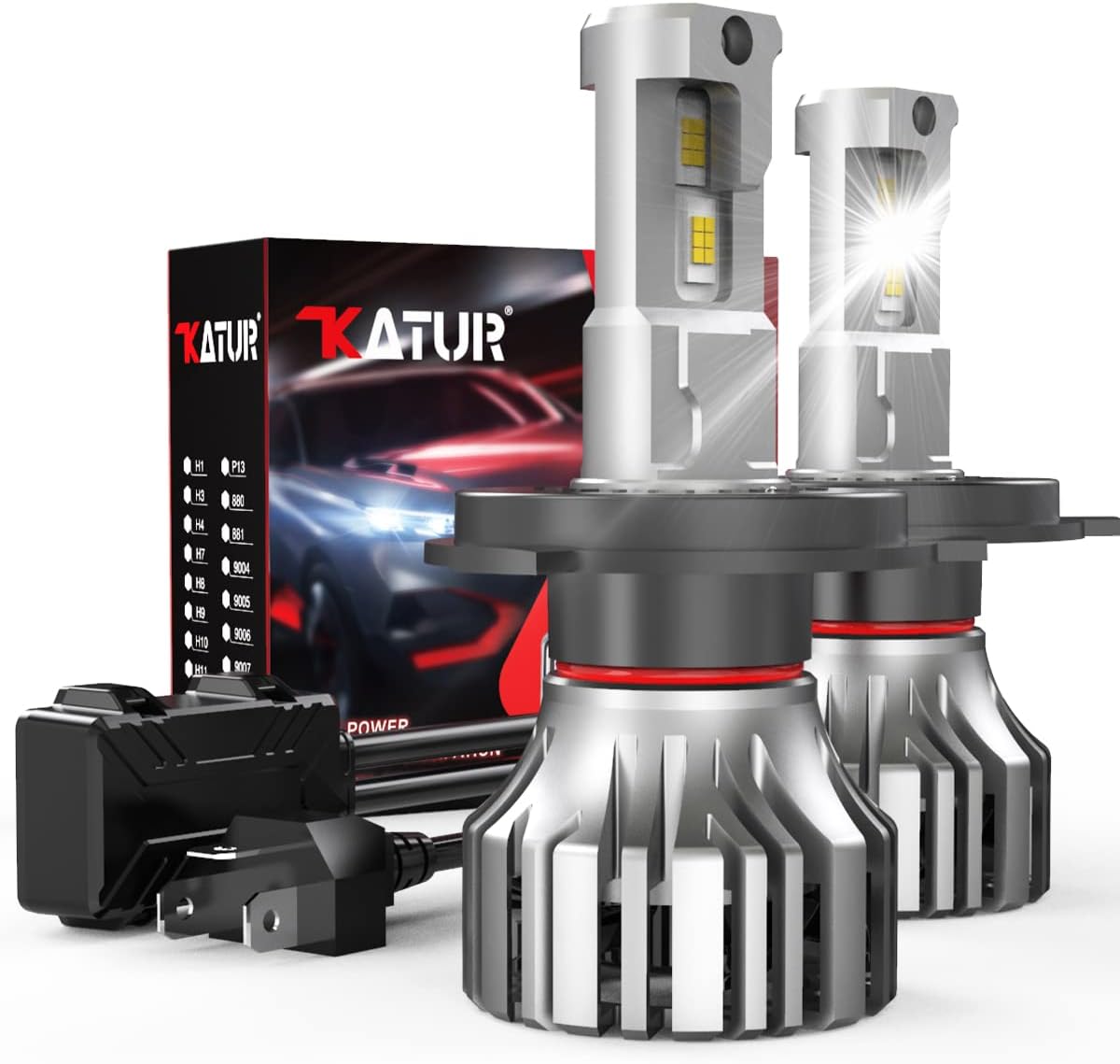 H4 LED Headlight Bulbs 9003 HB2 Hi/Lo Beam Conversion Kit 6000K-6500K Xenon White IP65 Waterproof Pack of 2 I1945