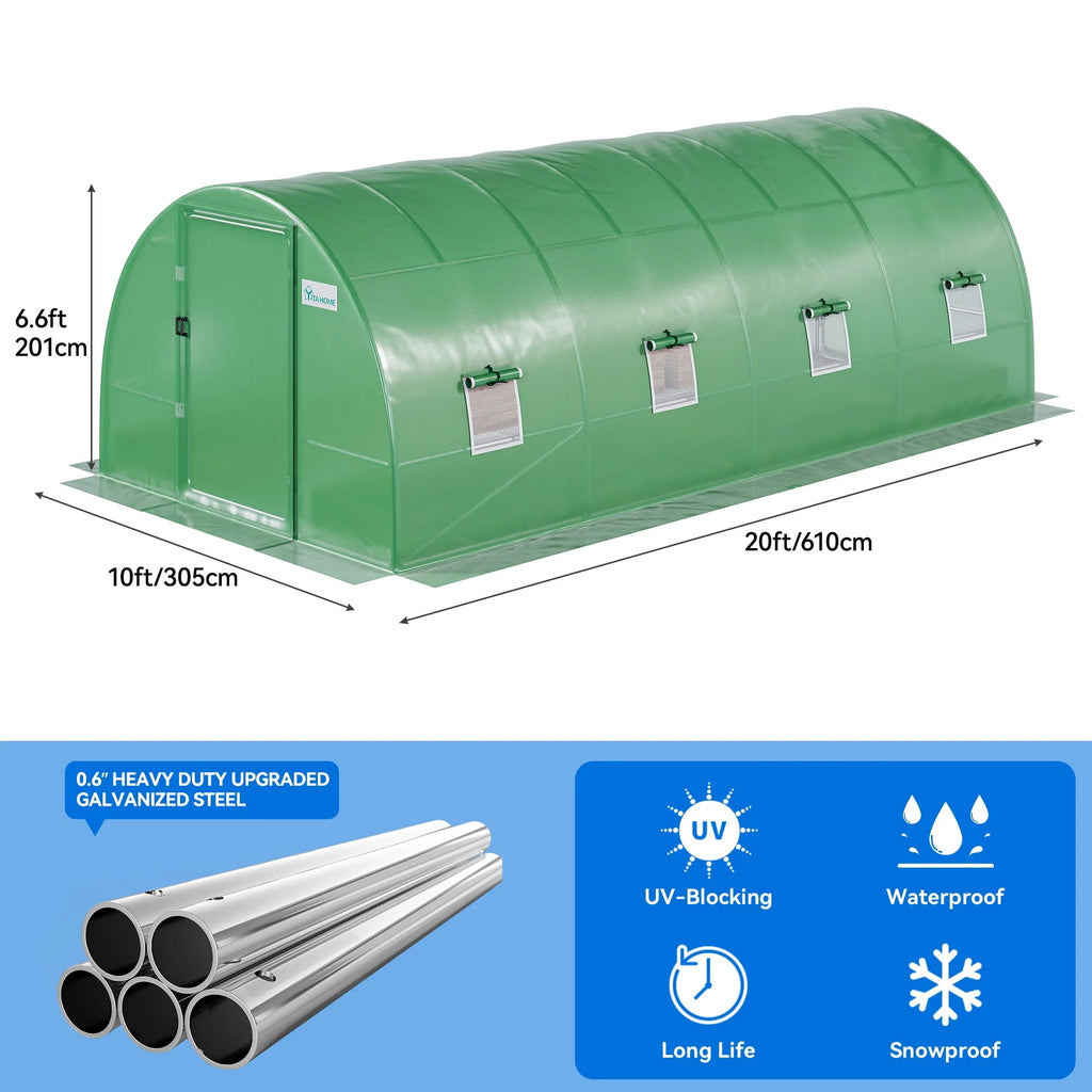 20x10x7ft Heavy Duty Walk-in Greenhouse W9640