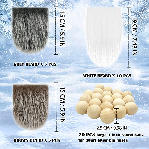 20 Pieces Christmas Gnome Beards Pre-Cut Faux Fur E937