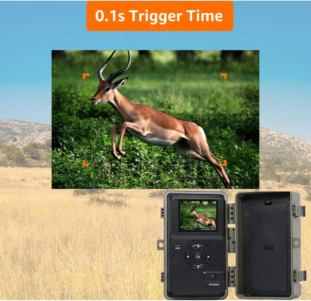 32MP 1080P No Glow Night Vision IP66 Waterproof Trail Game Camera Pack of 2 W727