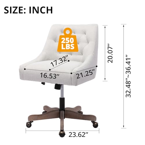 Beige Fabric Upholstered Swivel Office Chair U408902
