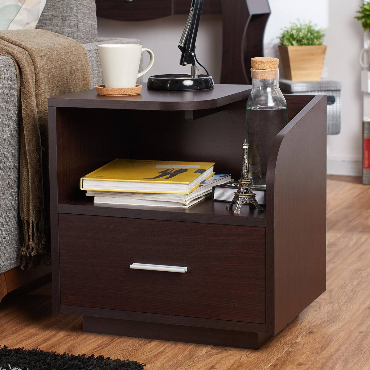 Modern Cut Out End Table Brown W86429
