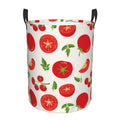 Laundry Hamper With Handles Fresh Red Tomato Round Lightweight Storage Basket Y47531