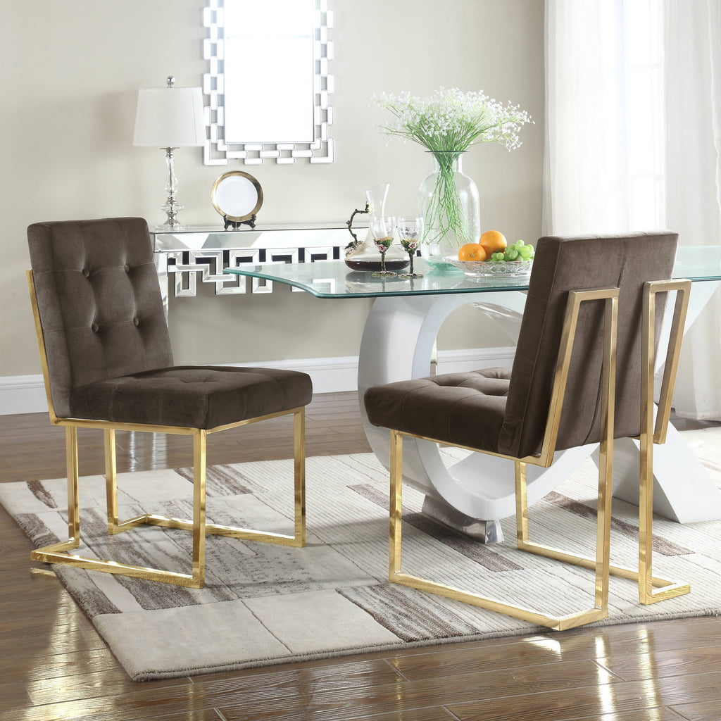 Taupe Velvet Dining Side Chair H5658