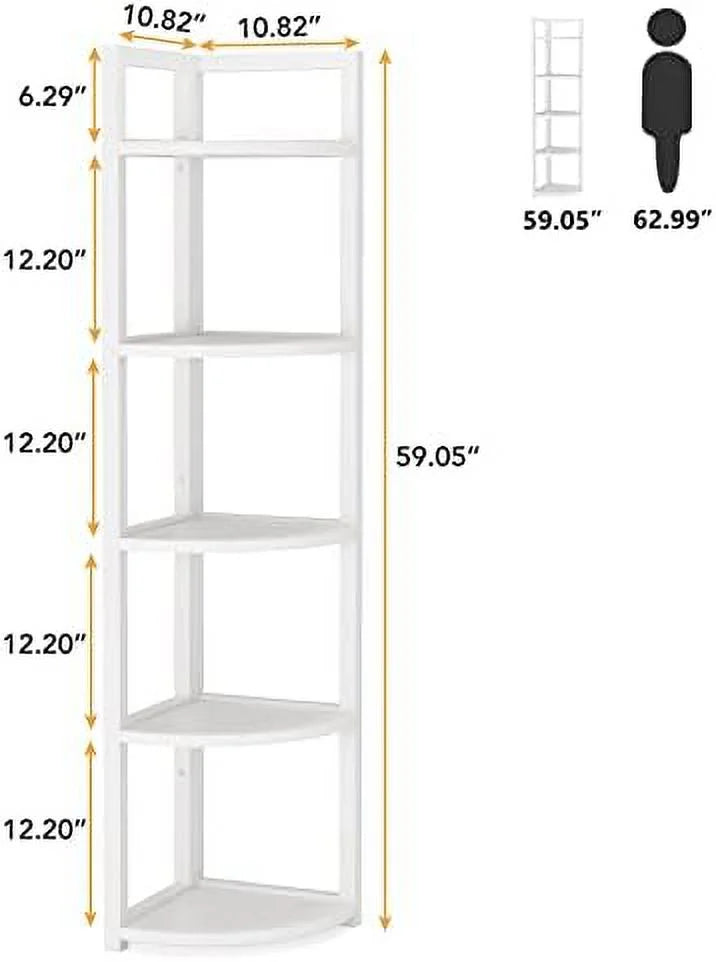6 Tier 70.9 Inch Tall Corner Bookshelf Q3268