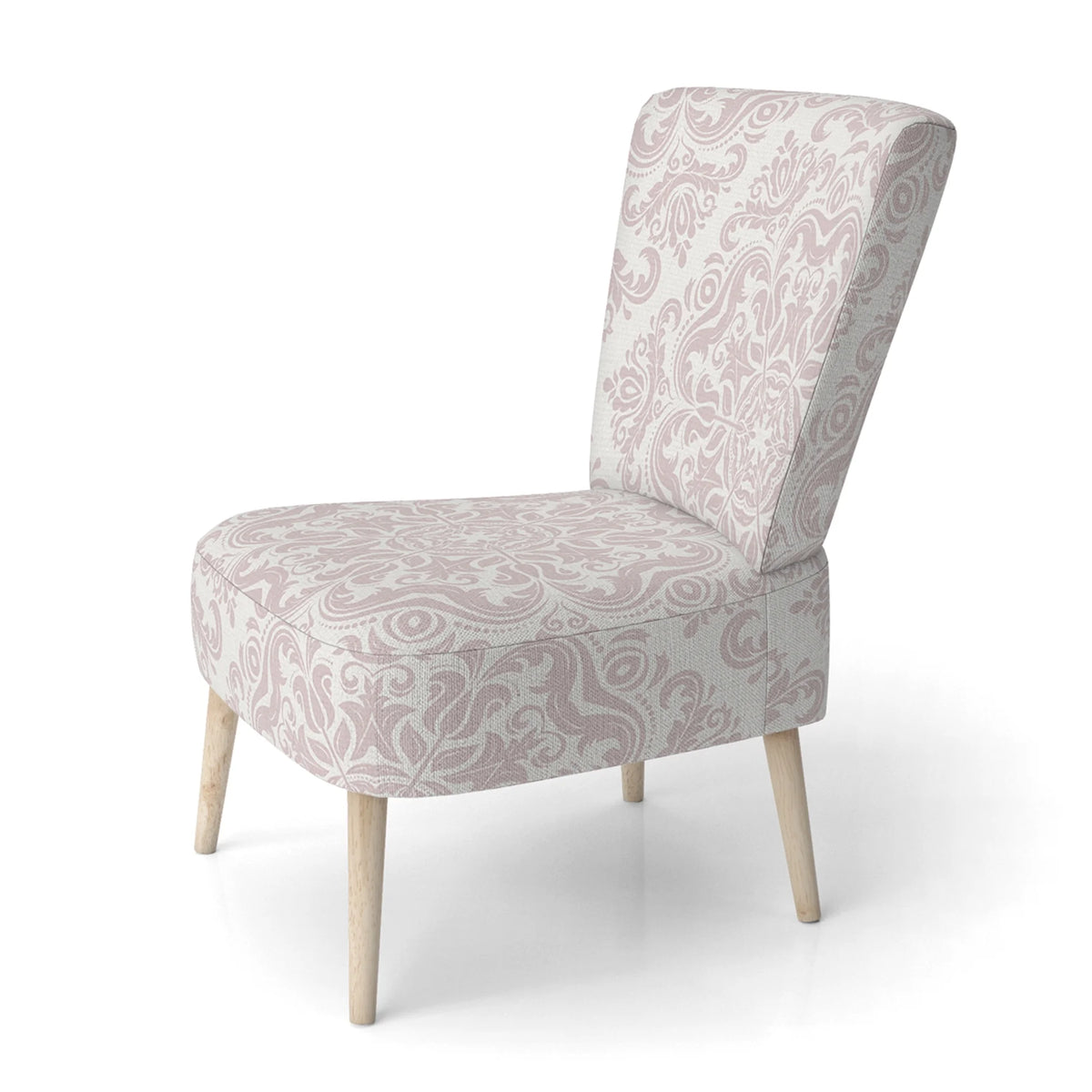 Cream Damask Upholstered Accent Chair A5477