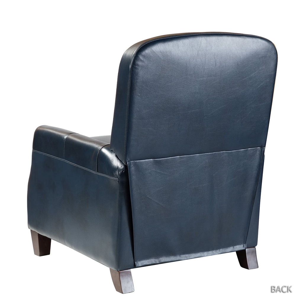 Navy Leather Recliner Armchair with Birch Wood Legs Z374533
