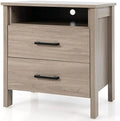 Oak 2 Drawer Wooden Nightstand E72615