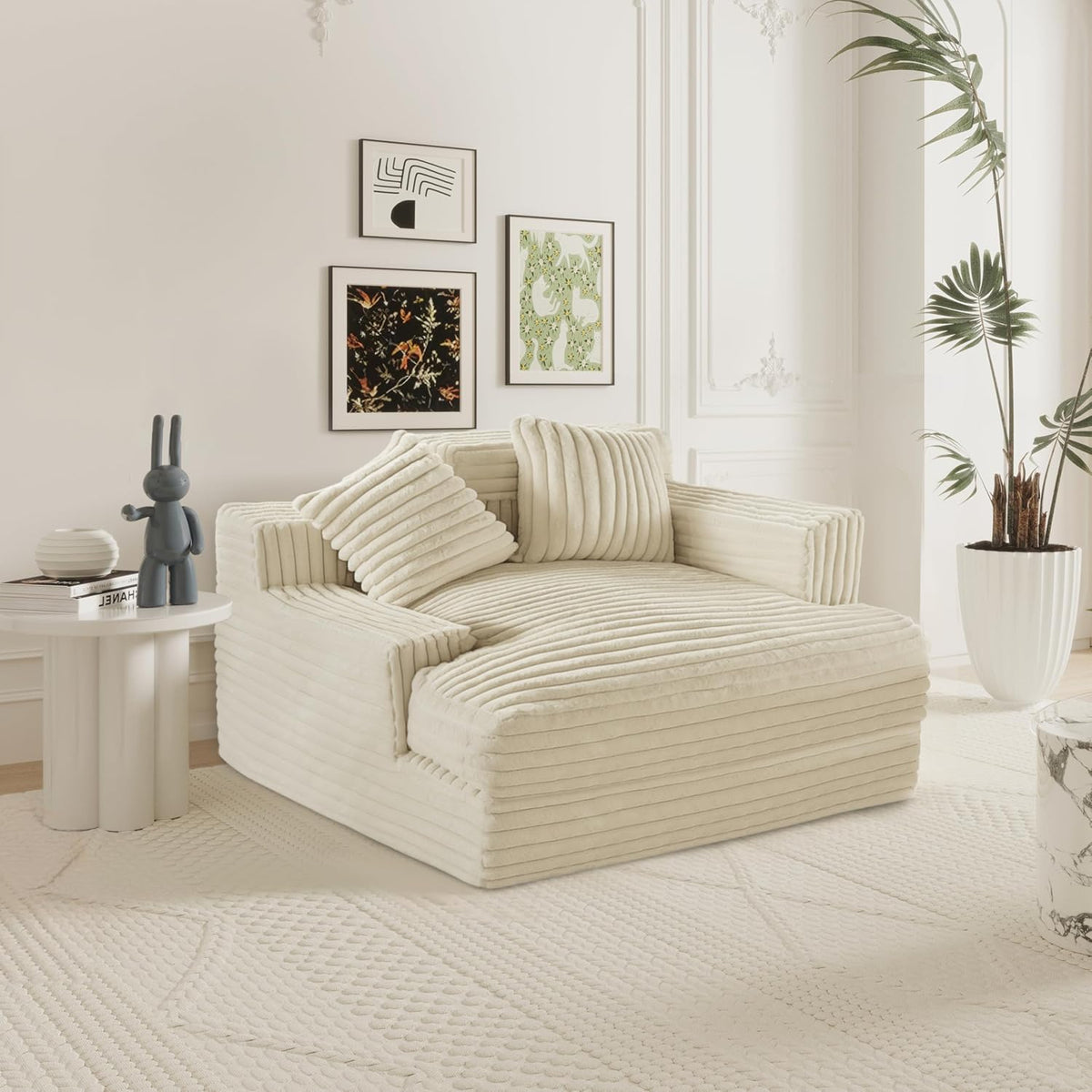Oversized Chaise Lounge Sofa with 2 Throw Pillows U96220