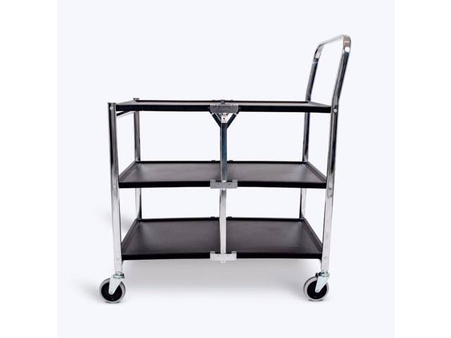 Black 3 Shelf Collapsible Metal Utility Cart Z428153