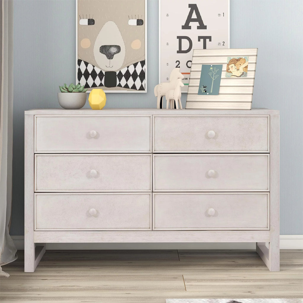 Rustic Wooden 6 Drawer Dresser L6069