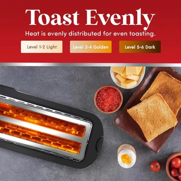Long Slot 4 Slice Stainless Steel Black Toaster C115087