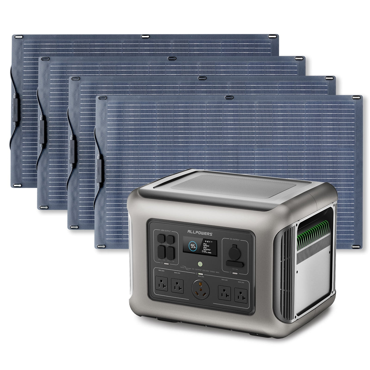 2500W 2016Wh LiFePO4 Portable Solar Generator Kit with 800W Solar Panel P4475