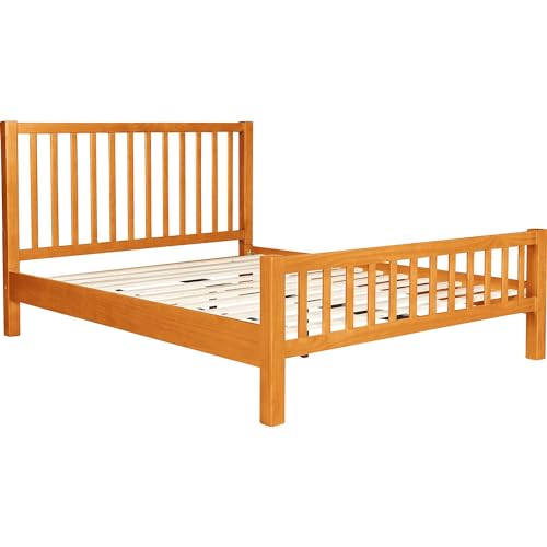 Queen Cherry Wooden Platform Bed with 2 Nightstands C730
