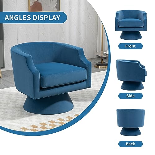 Blue Velvet Swivel Barrel Chair H35781