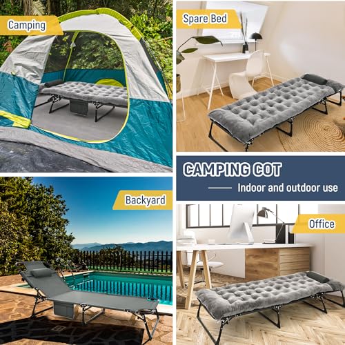 Adjustable 4-Position Folding Camping Cot with Mattress R860949