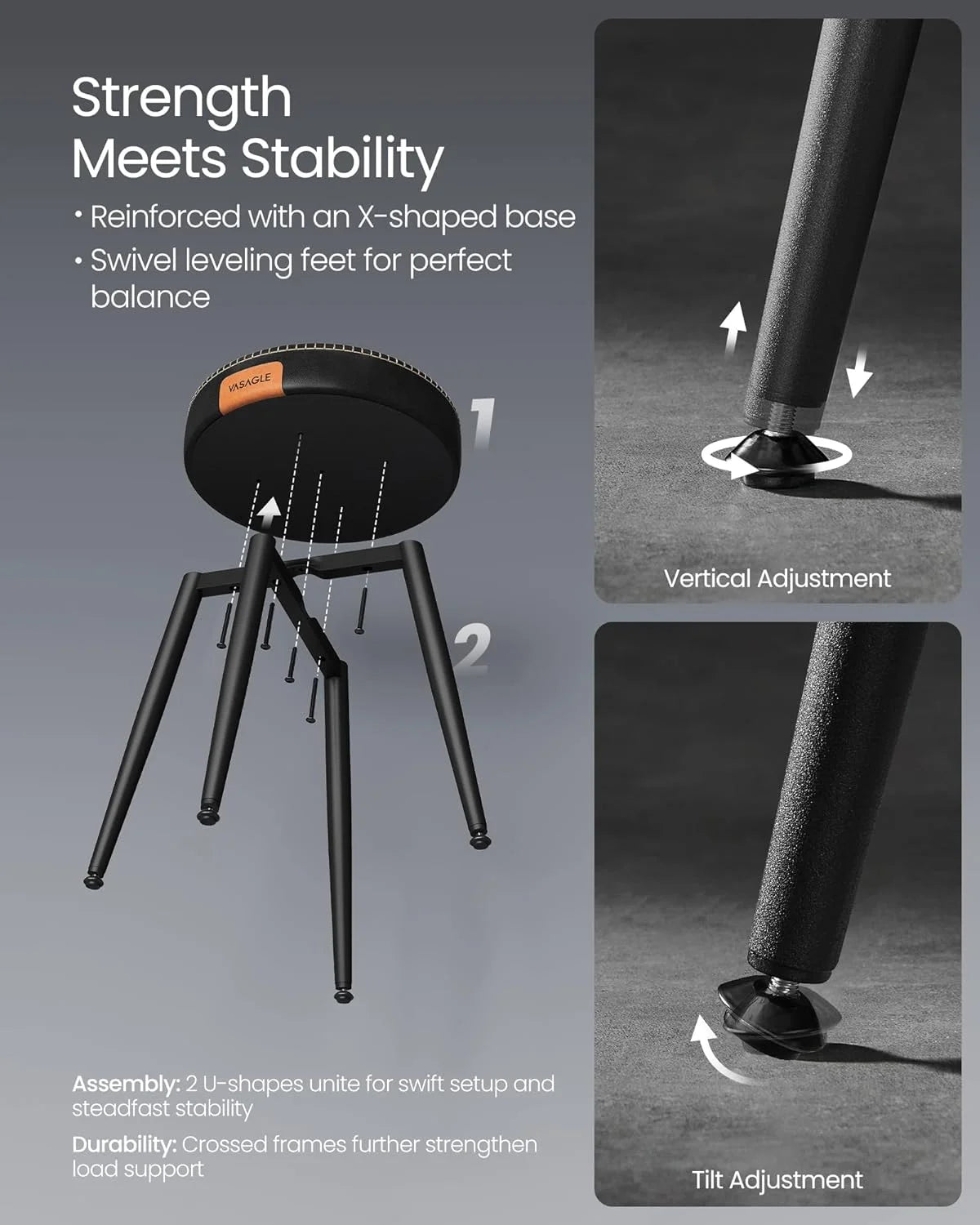 Ink Black Upholstered Dining Stools Set of 2 C96679