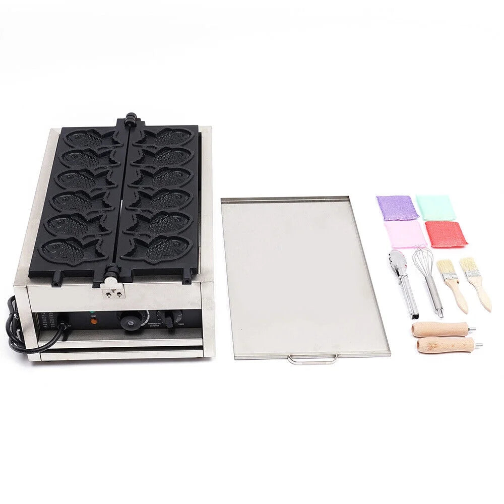 Nonstick Stainless Steel Fish Shape Waffle Iron Baker Machine H499107