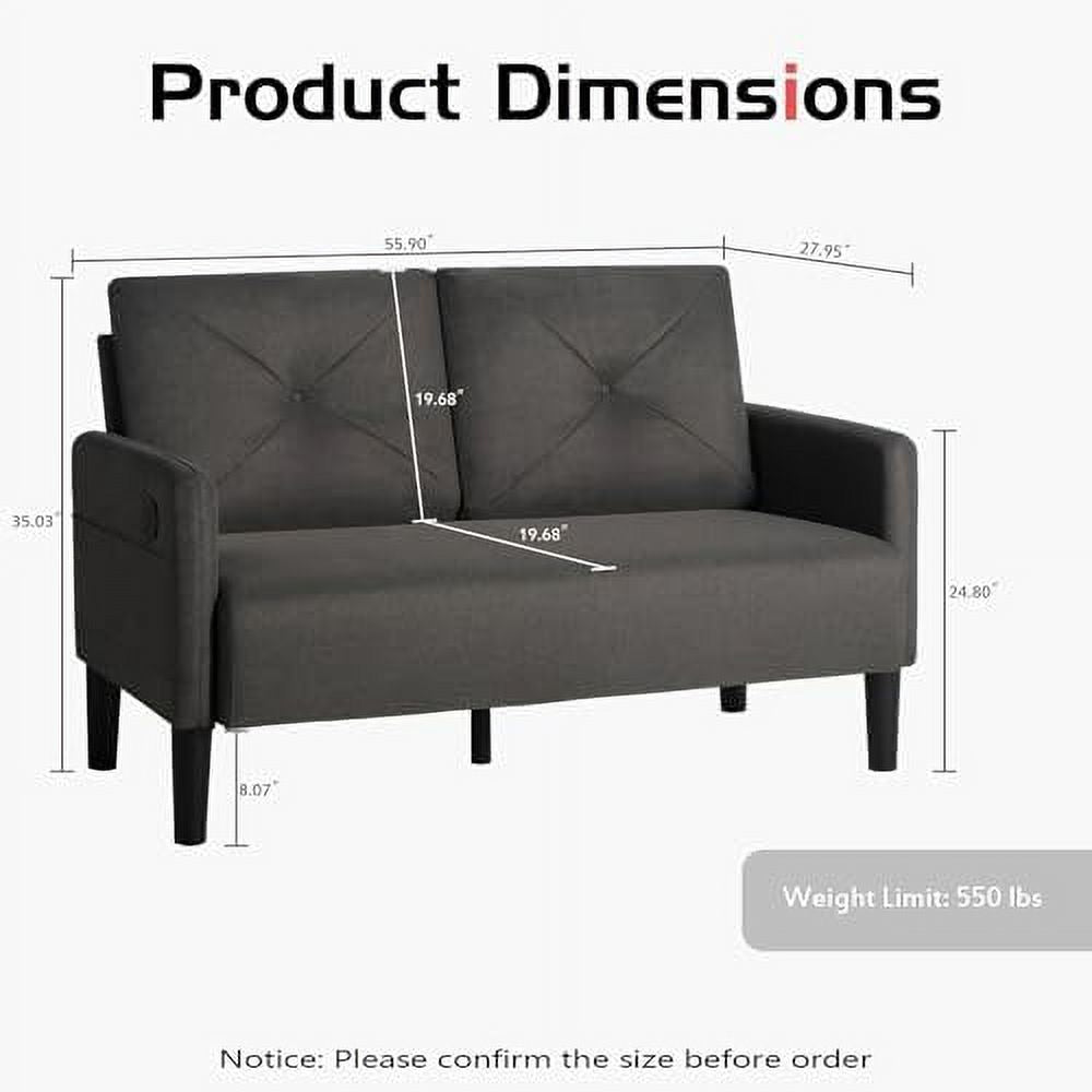 56" Tufted 2 Seater Sofa with Charger Port D6807