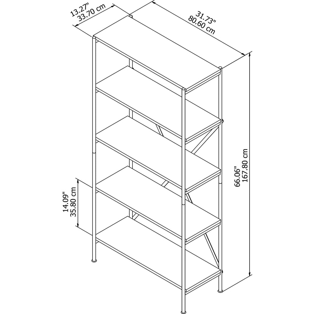 Vintage Golden Pine 5 Shelf Etagere Bookcase X461