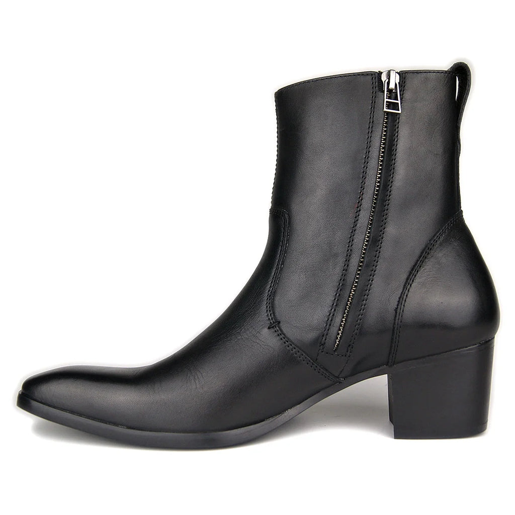 Black Leather Chelsea Boots P579