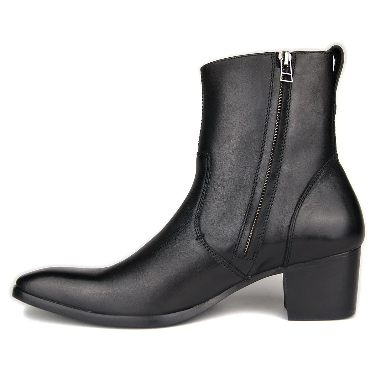 Black Leather Chelsea Boots P579