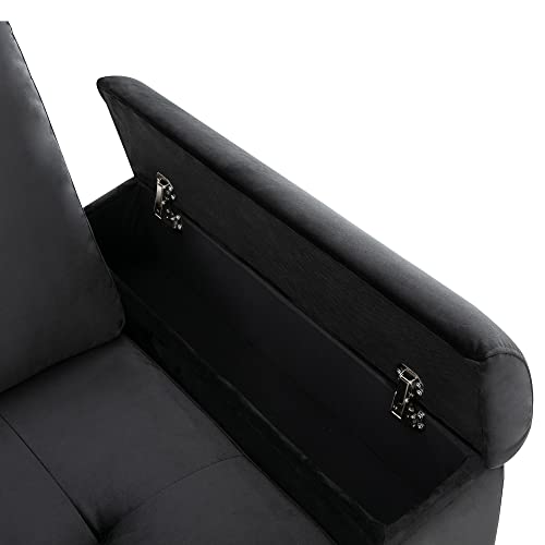 Navy Blue L Shaped Sofa Bed with Pillows and USB Ports J926448