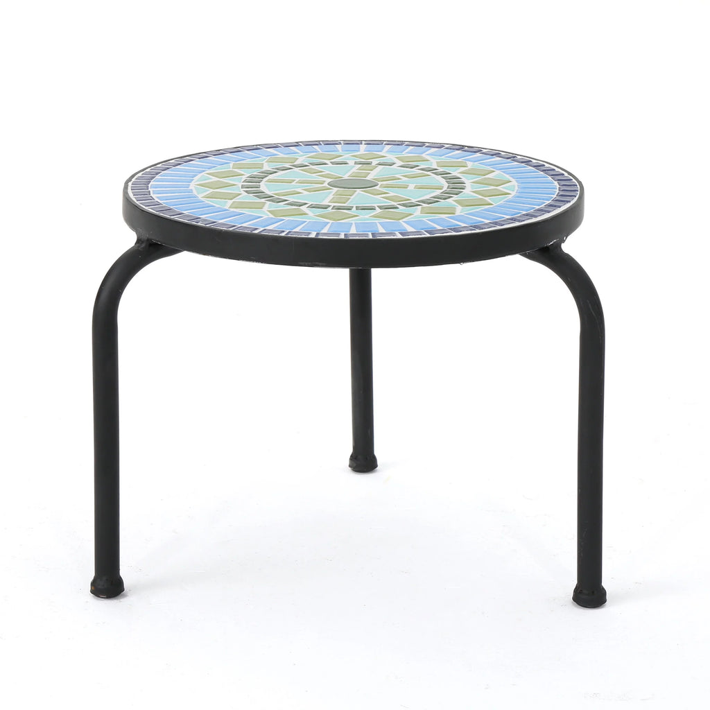 Ceramic Tile Side Table with Iron Frame L827809