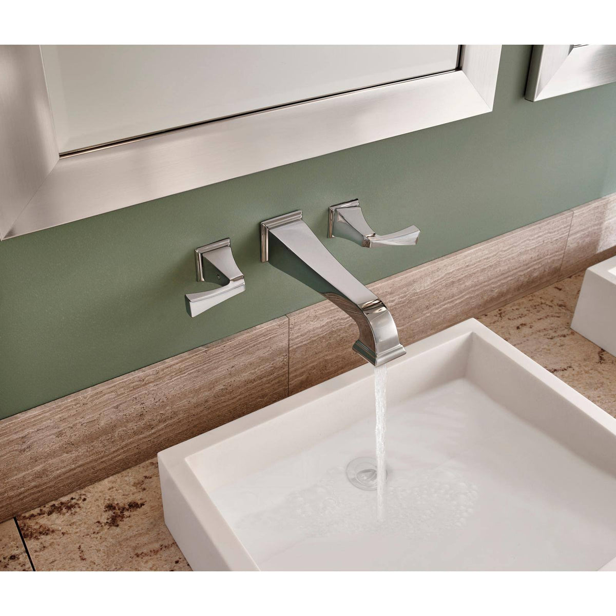 Two Handle Wall Mount Bathroom Faucet Trim Stainless S12762