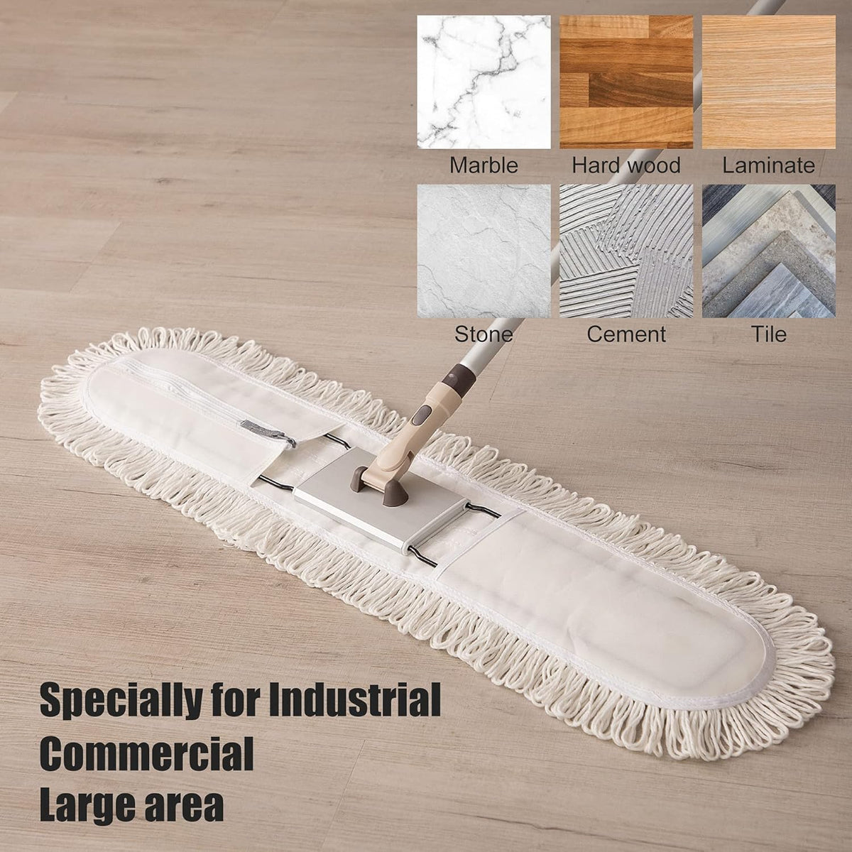 36" Industrial Cotton Dust Mop with Telescopic Handle X676469