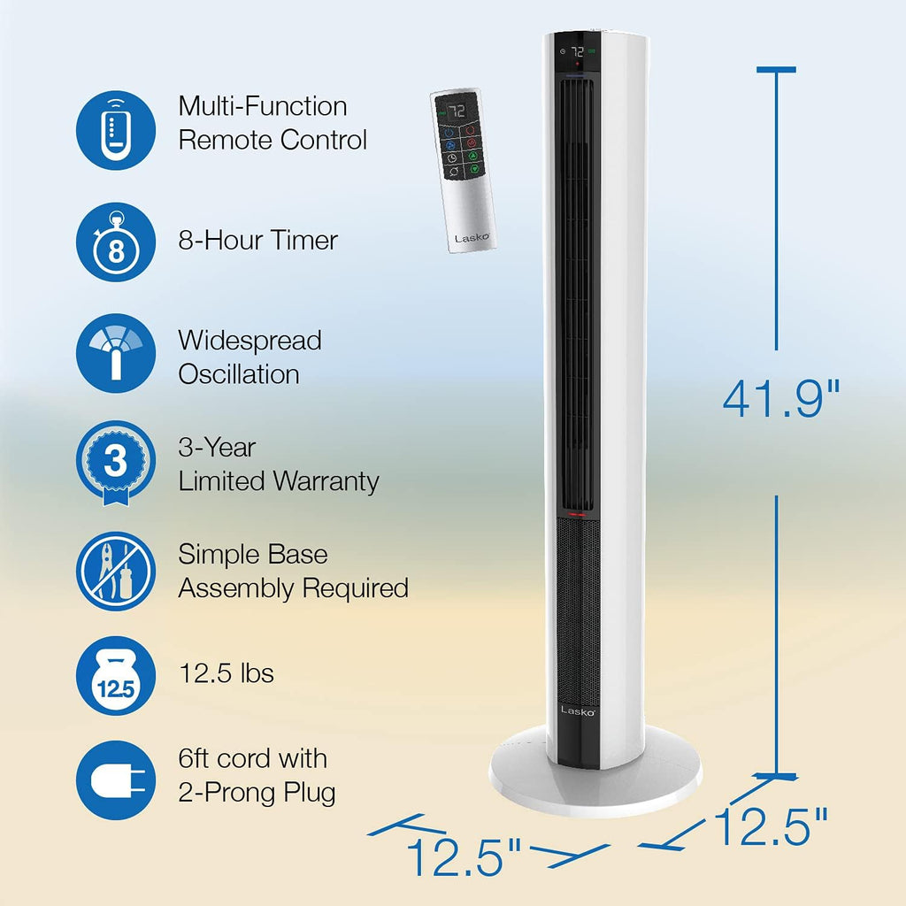 Black White 42 Inch Fan & Space Heater Combo Tower A2478