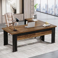 Brown and Black L Shaped Executive Desk with Mobile File Cabinet and 2 Drawers N223