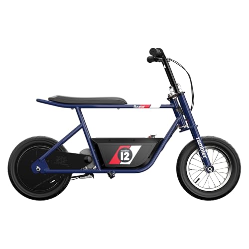 Dark Blue Electric Retro Minibike with 250W Motor, 12 Inch Tires, 24V Battery Y633