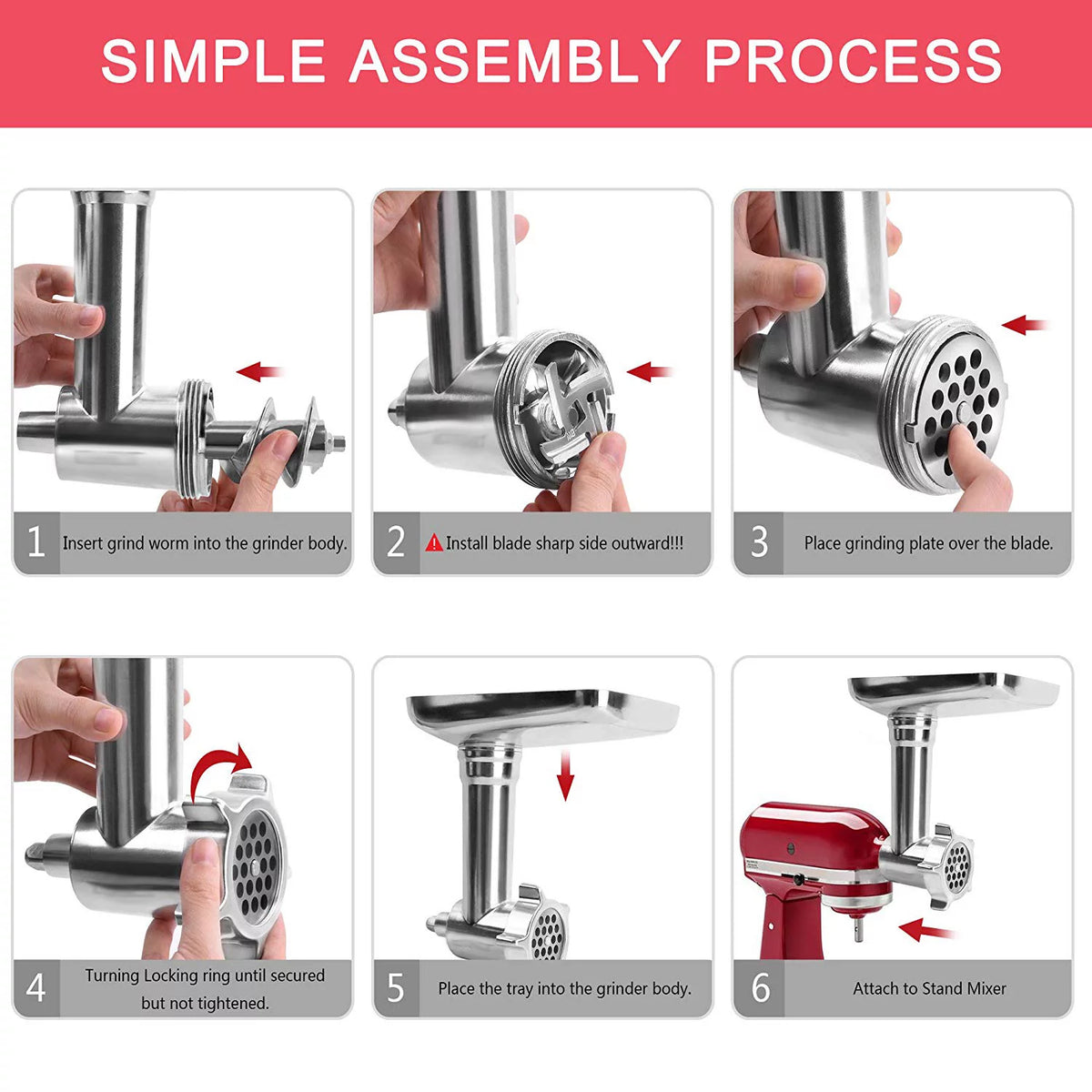 3 Sets Meat Grinder Slicer Juicer Attachment S927312