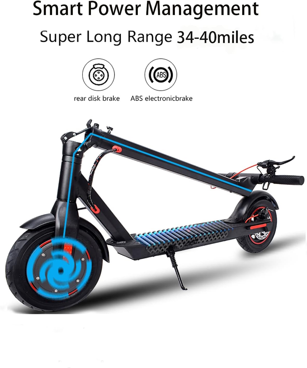 Electric Scooter with 500W Motor, 34-40 Miles Range, 15.5MPH, 10" Air Filled Tire Z416342